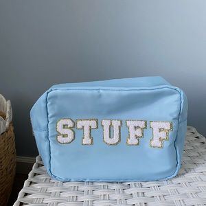 Blue nylon large stuff letters patches pouch